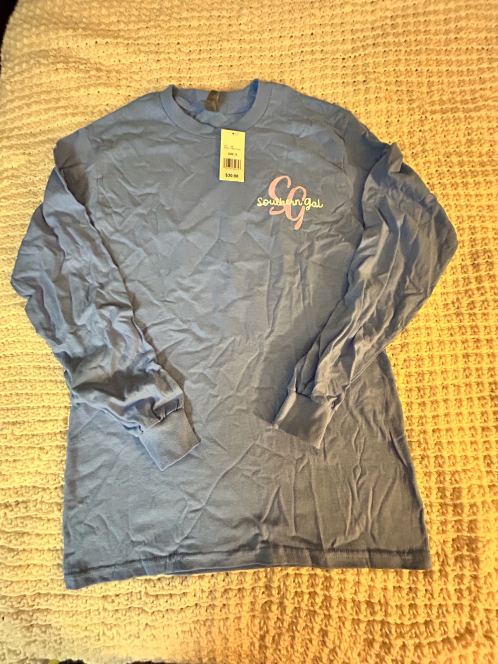 Woman’s Crewneck Long Sleeve Tee in Light Blue